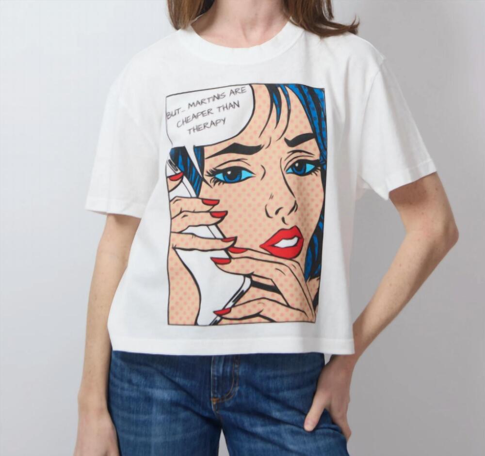 NEW ASKK NY shrunken martinis tee in white